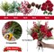 18pcs Artificial Christmas Flowers Bouquet | Mix Bouquet, Artificial Pine Branches Berry Stems Pine Cone Red Fake Flowers for Xmas Winter Home Table Vase Wedding Bouquet Decor (14.5")
